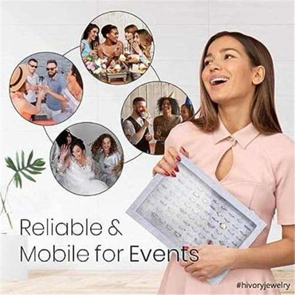 100 Slots Ring Organizer Display Box with Transparent Lid, Jewelry Ring Storage - Picture 5 of 6